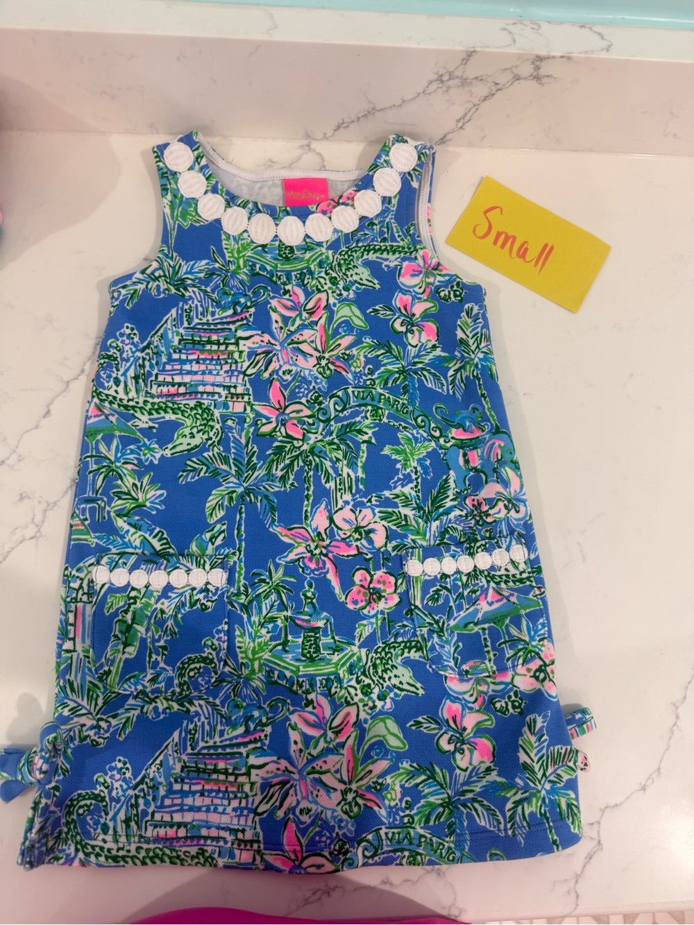 Lilly Pulitzer Dress Bright Blue Tropical Shift Dress Small